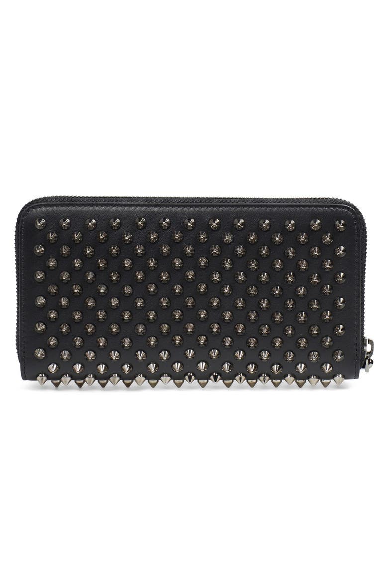 'Panettone' Spiked Calfskin Wallet, Alternate, color, BLACK/ GUN METAL