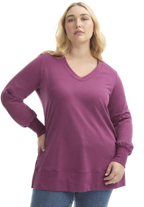 V-Neck French Terry Sweatshirt (Plus Available)