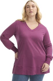 June + Vie V-Neck French Terry Sweatshirt