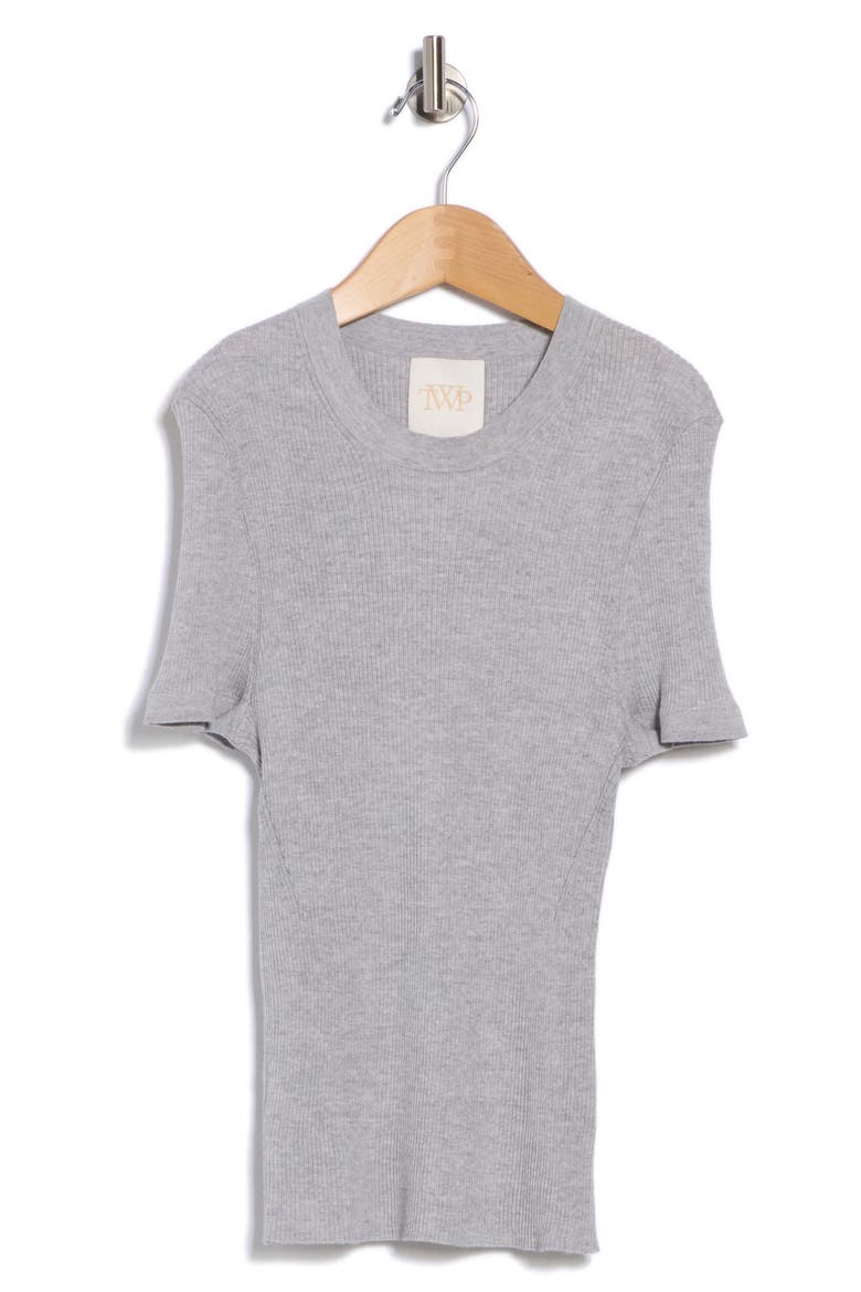 Tease Short Sleeve Wool Sweater, Alternate, color, LIGHT HEATHER GREY