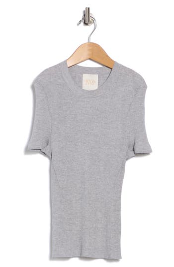 Twp Tease Short Sleeve Wool Sweater In Gray