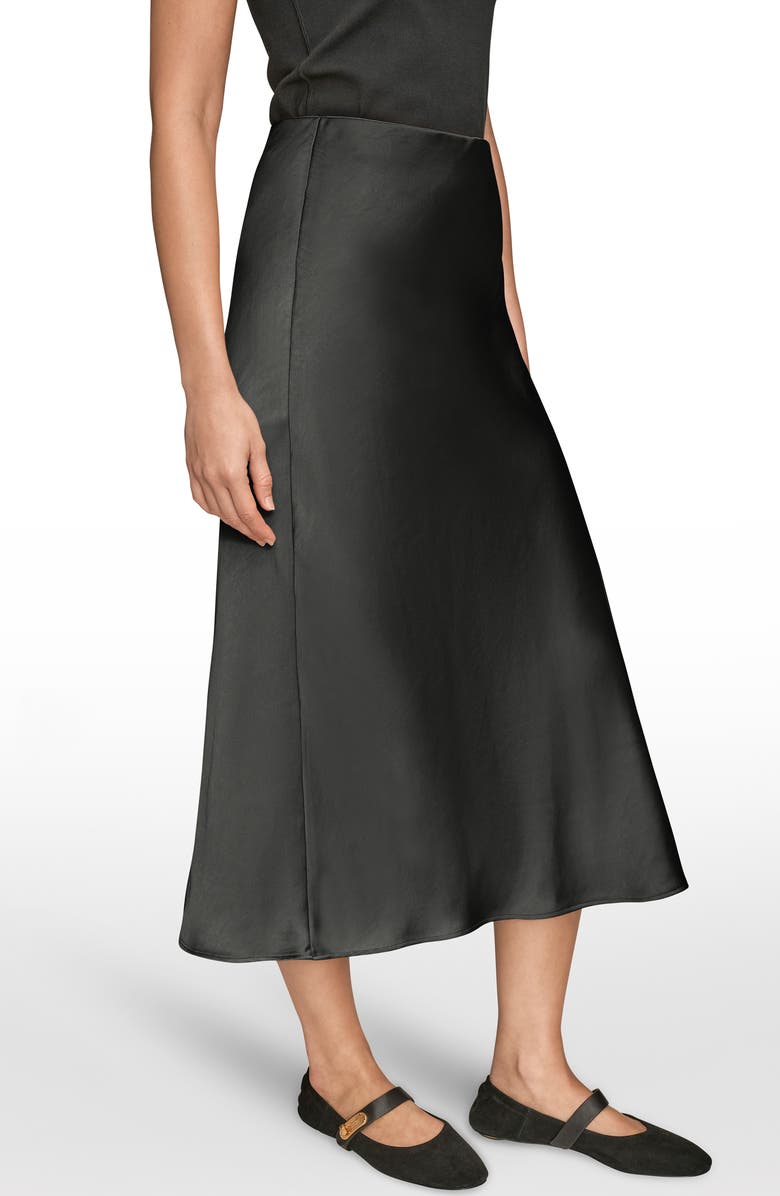 Donna Karan New York Satin Midi Skirt, Alternate, color, Black