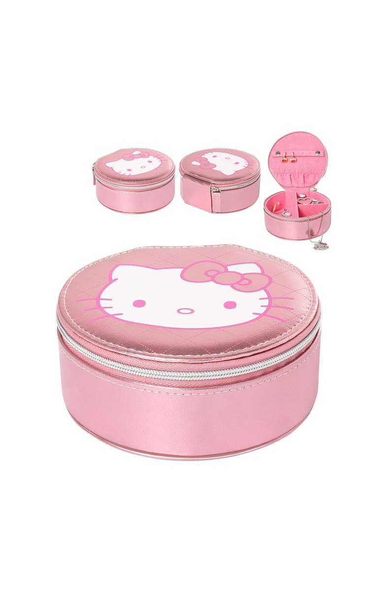 Hello Kitty Round Zip Around Jewelry Travel Storage, Main, color, Pink