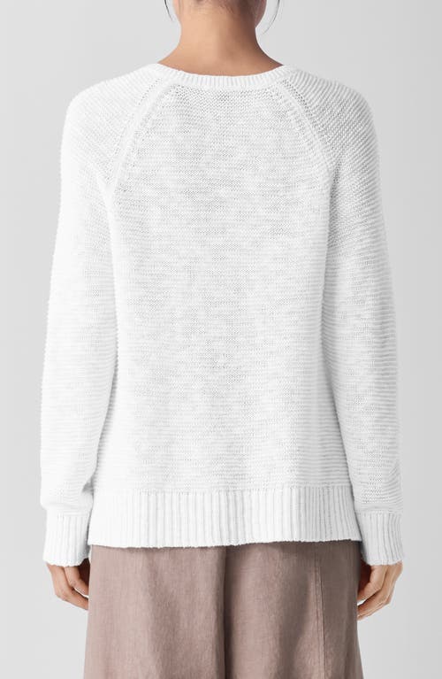 Eileen Fisher Raglan Sleeve Organic Linen & Organic Cotton Sweater In White