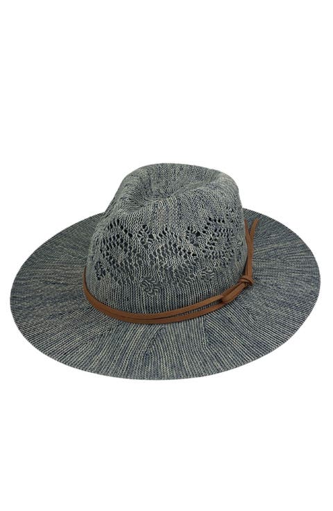 Open Knit Wide Brim Panama Hat