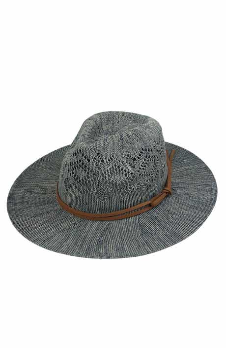 MARCUS ADLER Open Knit Wide Brim Panama Hat