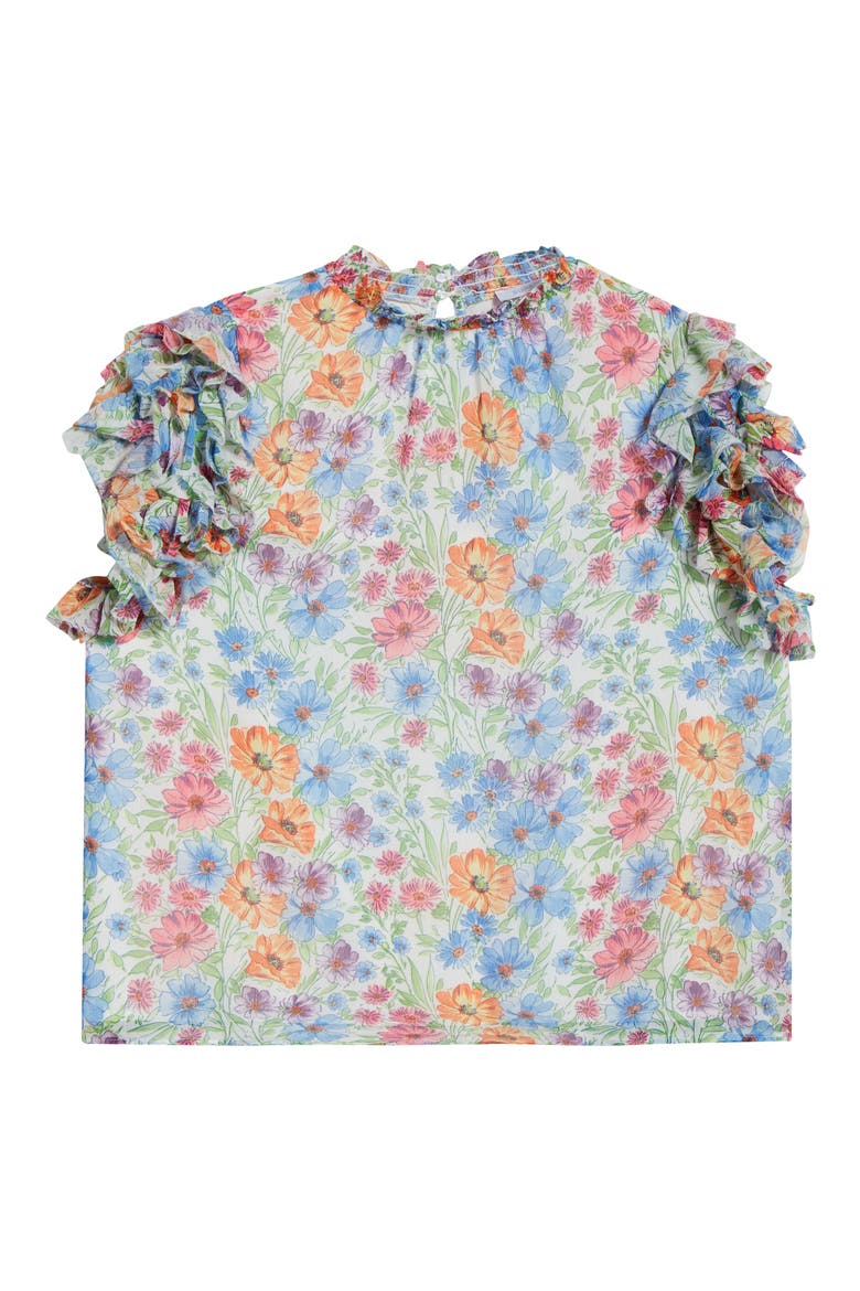 Ezia Garden Brenna Mock Neck Top, Alternate, color, BLUE/ PINK/ YELLOW