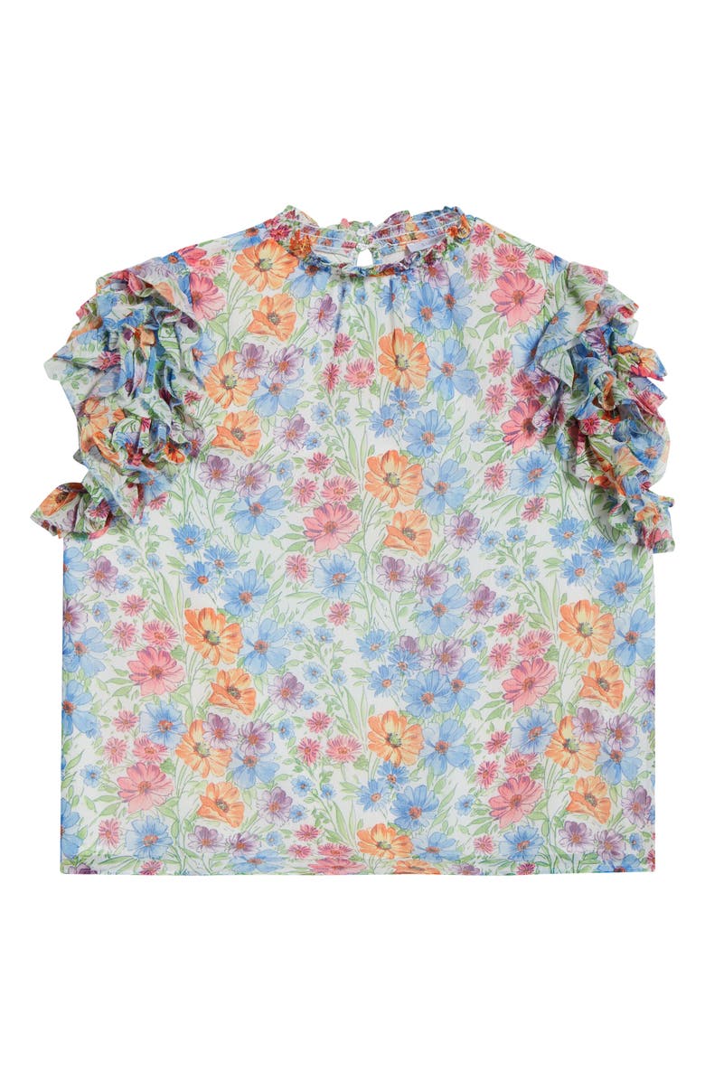 SUGARLIPS Ezia Garden Brenna Mock Neck Top, Alternate, color, Blue/ Pink/ Yellow