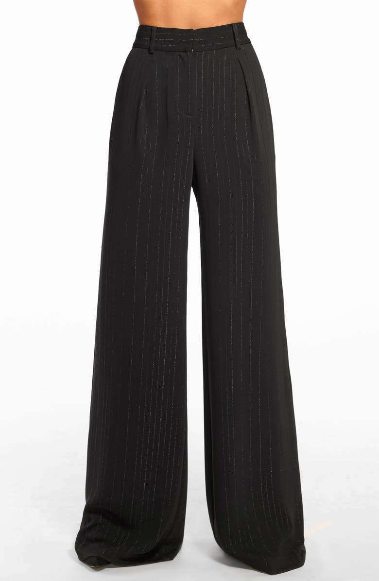 Ramy Brook Gaius Metallic Pinstripe Wide Leg Pants, Alternate, color, 
