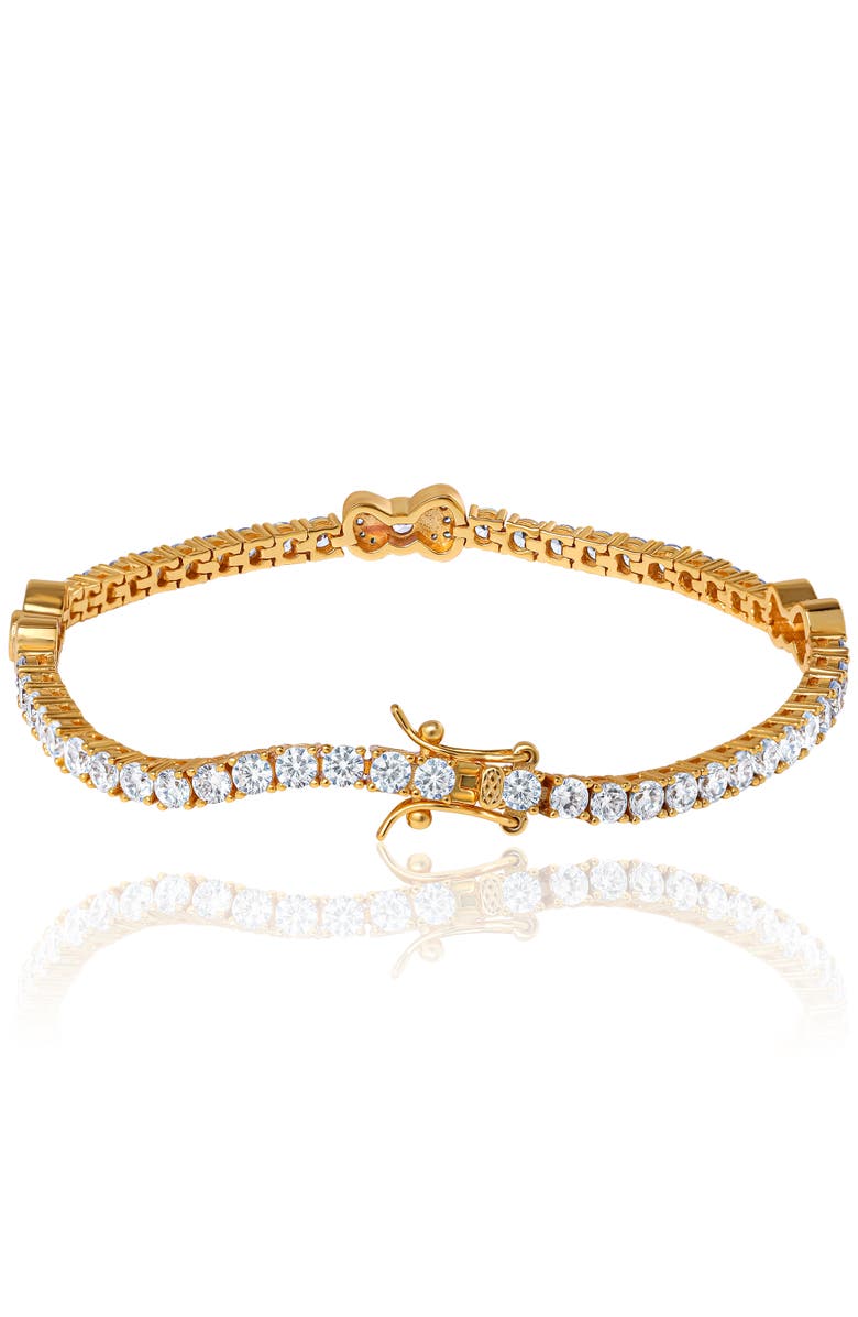 Hello Kitty White & Pink Sapphire Station Bracelet, 7.5", Alternate, color, Gold Pink