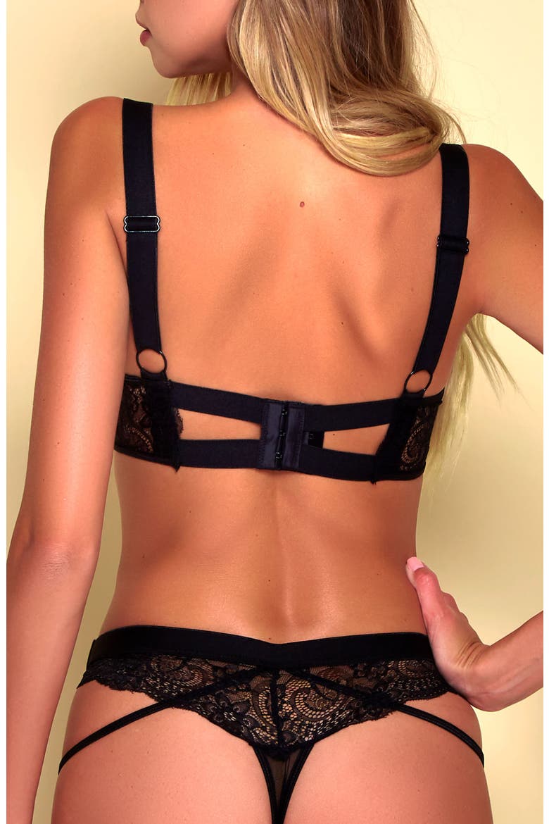 Stretch the Truth Longline Bra & High Waist Panty Set, Alternate, color, BLACK