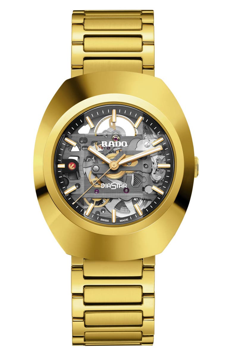 RADO DiaStar Original Skeleton Open Heart Automatic Ceramic Bracelet Watch, 38mm, Main, color, 