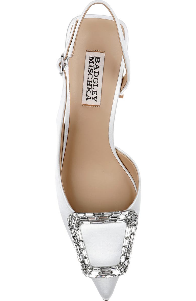 Badgley Mischka Collection Adaline Slingback Pointed Toe Pump, Alternate, color, White Satin