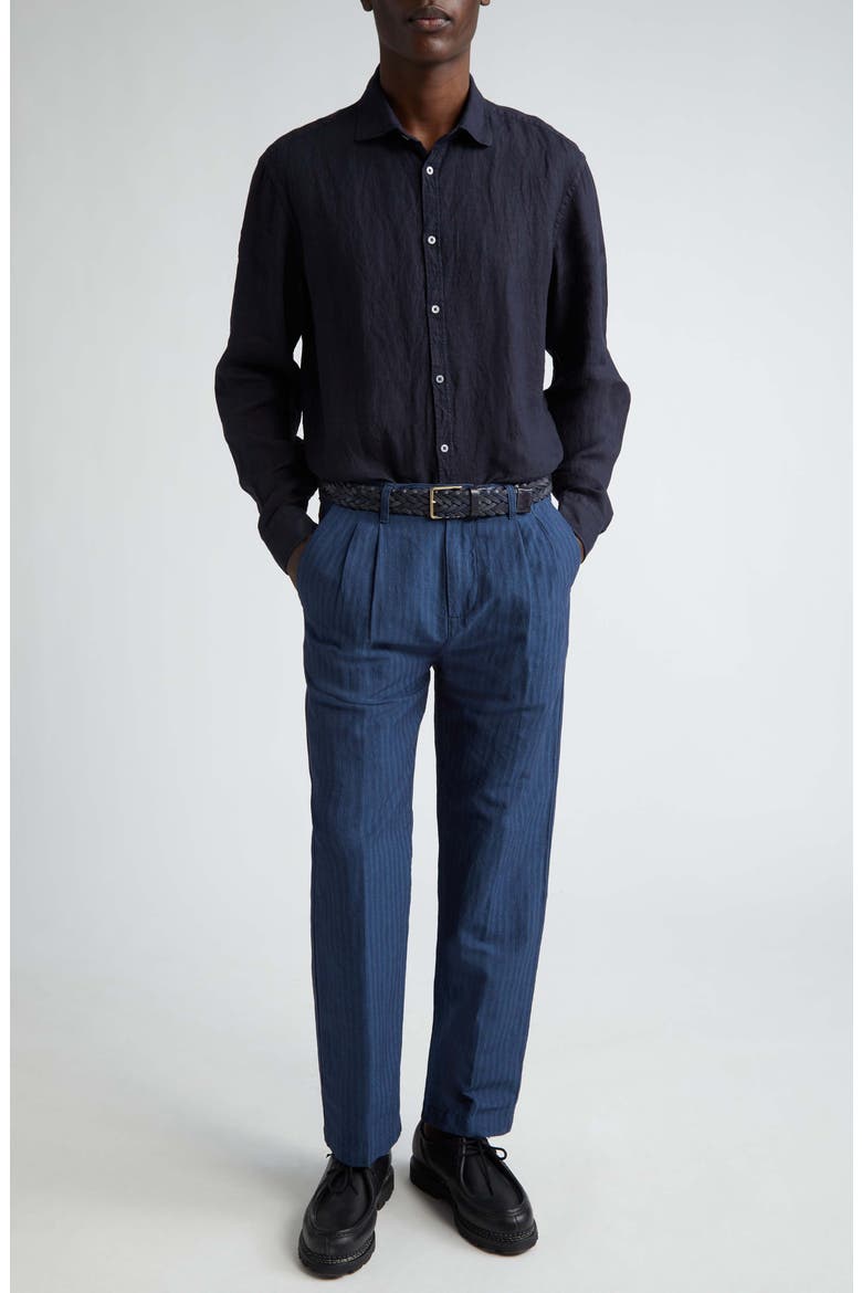 Canary Linen Button-Up Shirt, Alternate, color, U501 BLU