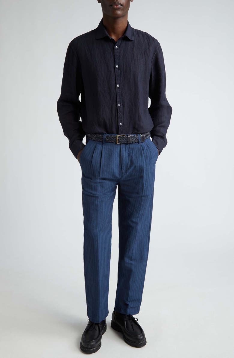 Massimo Alba Canary Linen Button-Up Shirt, Alternate, color, U501 Blu