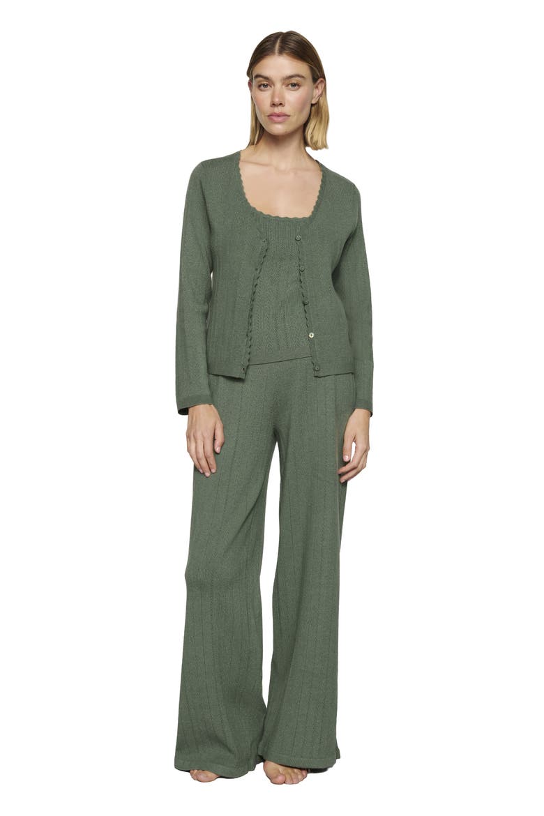 Pointelle Sweater Straight Leg Pants, Alternate, color, DESERT SAGE