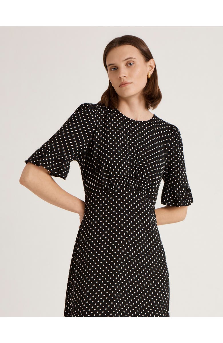Finery London Sylvie Polka Dot Midi Tea Dress, Alternate, color, Black Spot