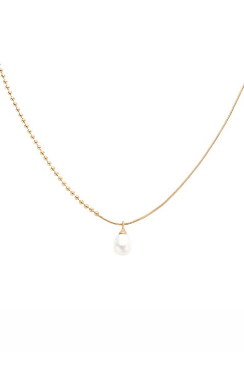 Sterling Silver 18k Gold Plated Maggie Pearl Pendant Necklace