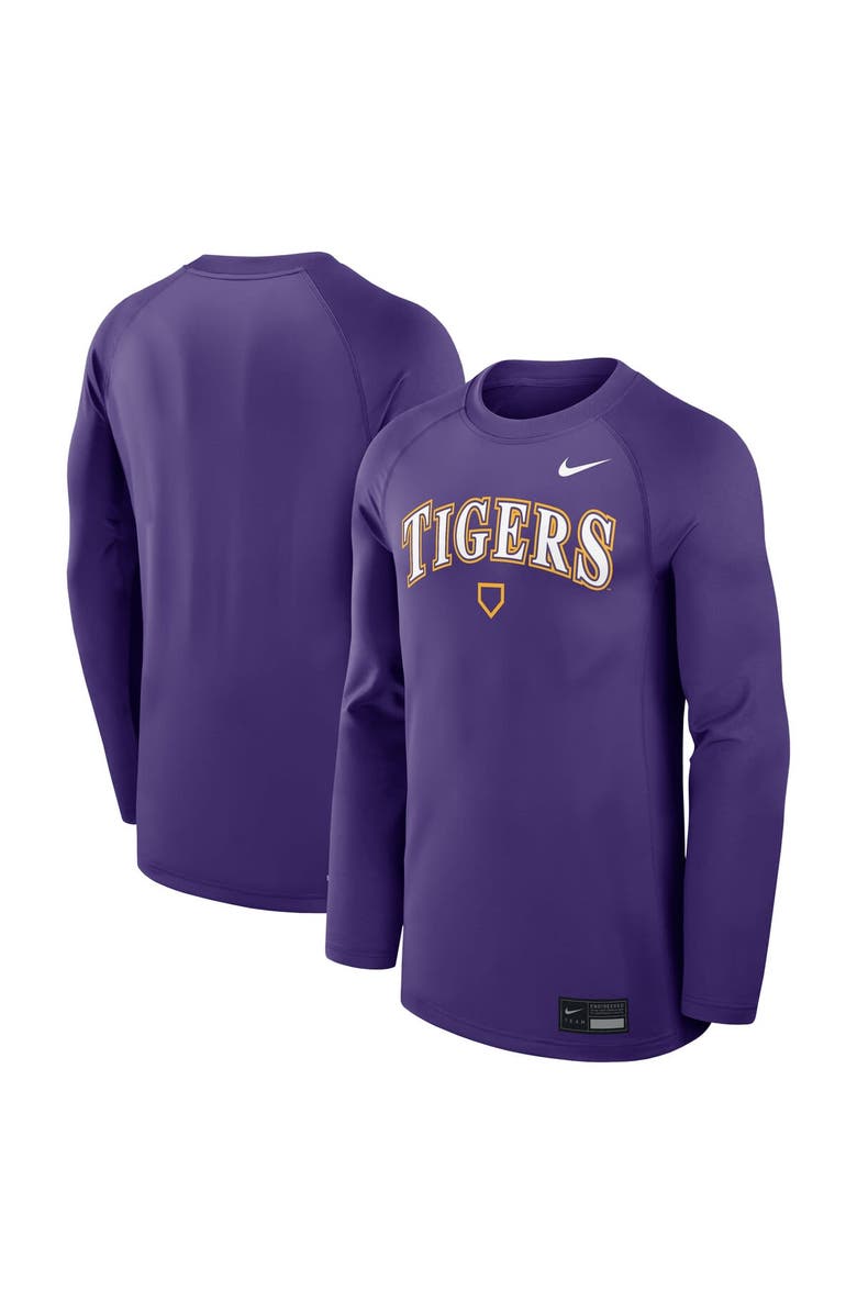 Nike Men's Nike Purple LSU Tigers Dugout Game Time Raglan Dri-FIT Long Sleeve T-Shirt, Main, color, Purple