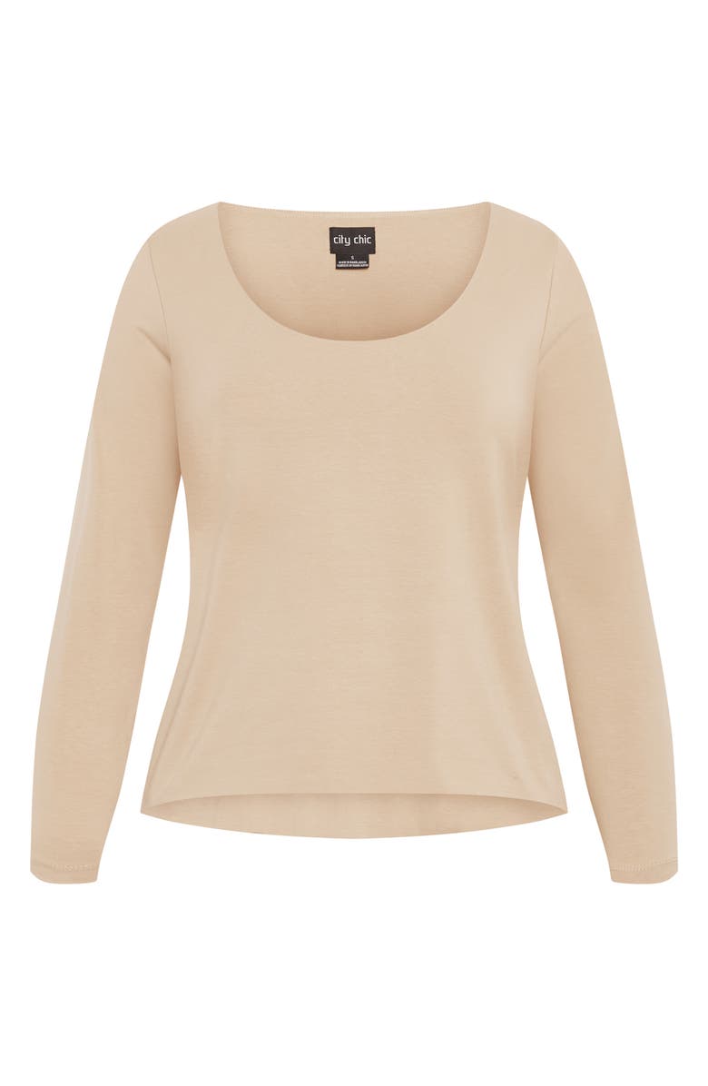 City Chic Liz Scoop Neck Jersey Top, Alternate, color, Latte