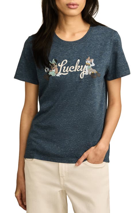 Minnie Mouse & Daffy Duck Embroidered Graphic T-Shirt