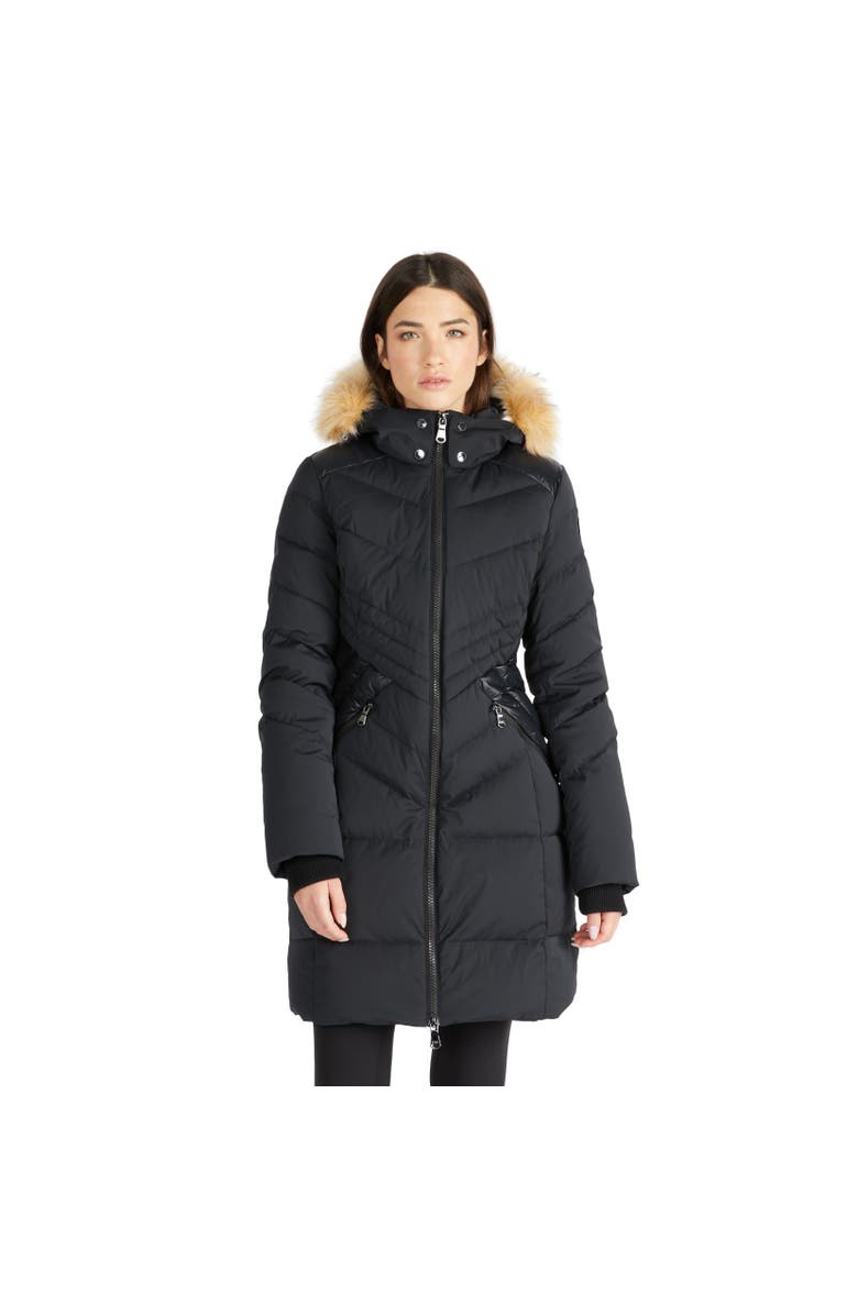 Pajar Countess Mixed Media Quilted Coat with Detachable Hood and Faux Fur Trim, Main, color, 