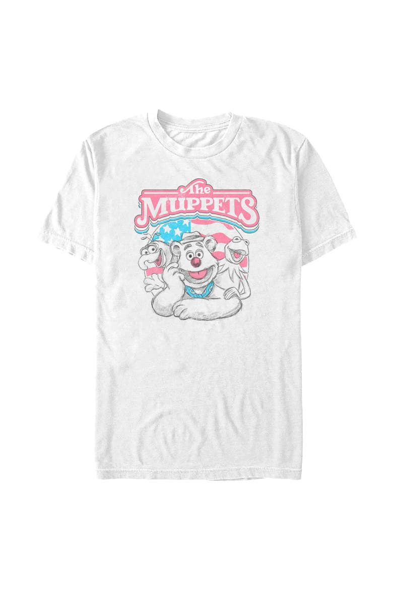 Men's The Muppets Trio Portrait Flag  Graphic T-Shirt, Main, color, White