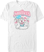The Muppets Men's Trio Portrait Flag Short Sleeve Graphic T-Shirt