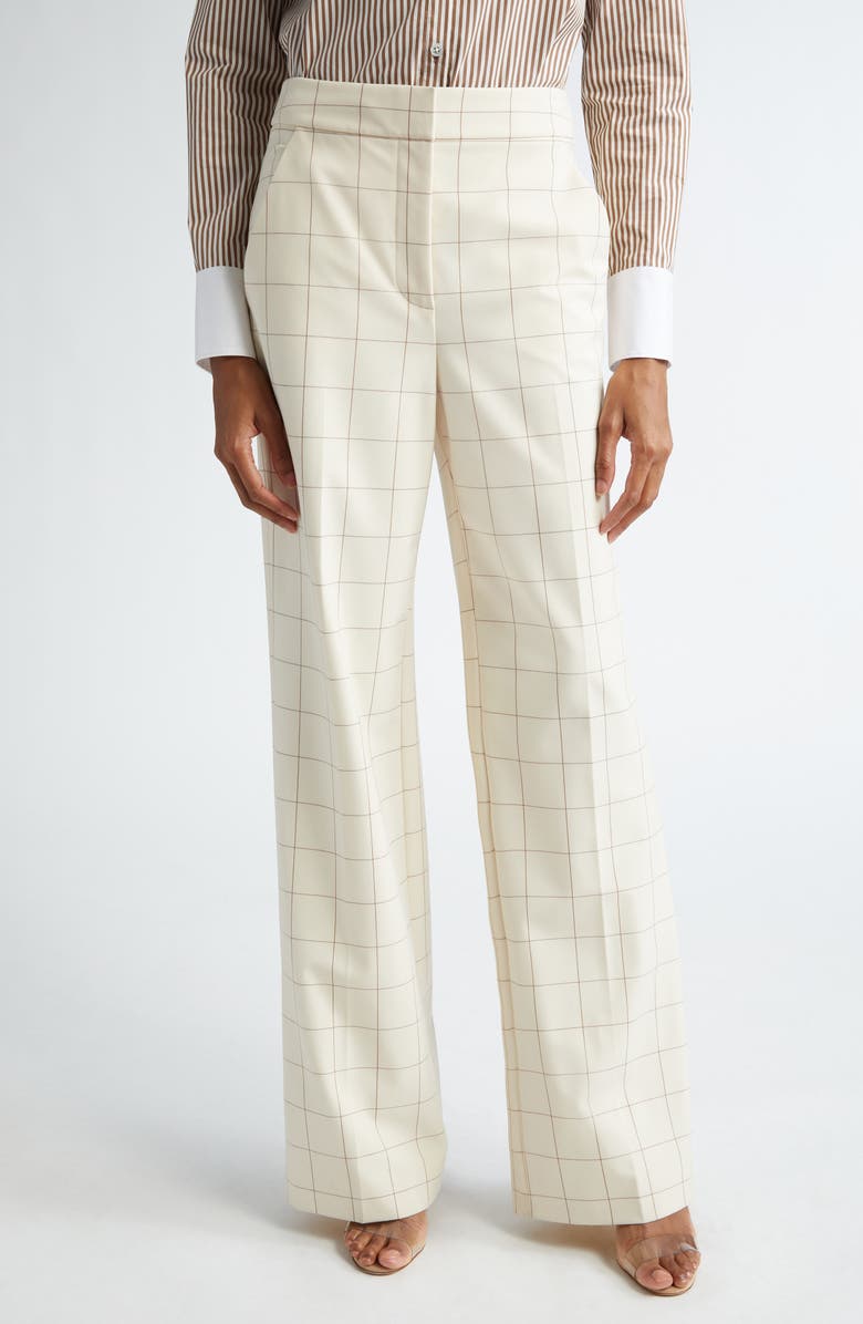 Veronica Beard Tonelli Windowpane Plaid Linen & Cotton Pants, Main, color, 