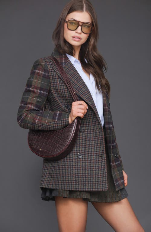Avec Les Filles Patternblock Double Breasted Blazer In Brown