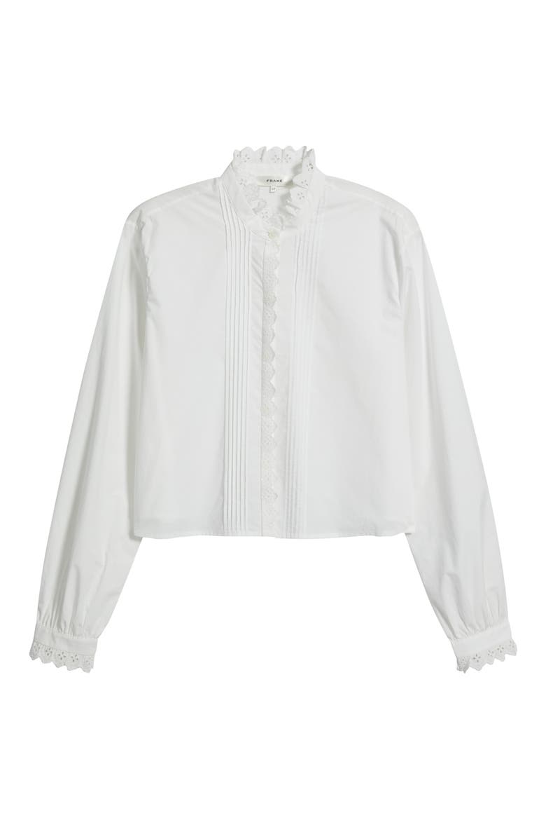 The Keepsake Lace & Pintuck Shirt, Alternate, color, WHITE