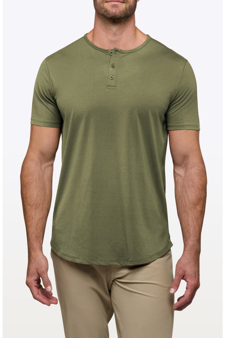 AO Curved Hem Short Sleeve Henley, Main, color, CAPERS