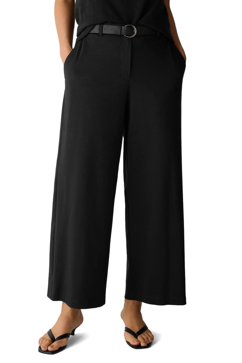 High Waist Ankle Wide Leg Pants, Main, color, BLACK