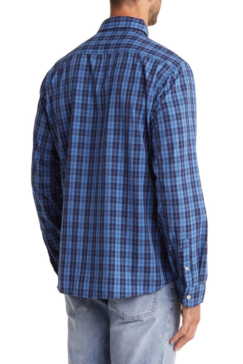 Plaid Cotton Poplin Button-Up Shirt, Alternate, color, BLUE BLACK CHECK