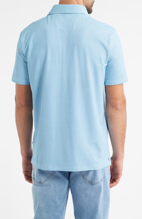 Stone Rose Bird's Eye Print Techno Stretch Performance Golf Polo In Blue