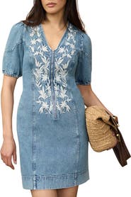 MINT VELVET Embroidered Denim Mini Dress