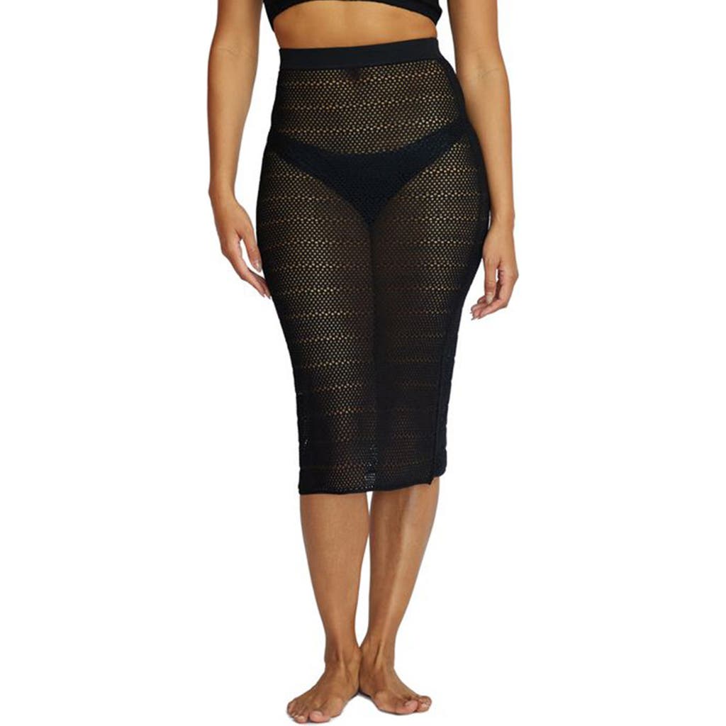 Pq Swim Open Stitch Skirt In Black