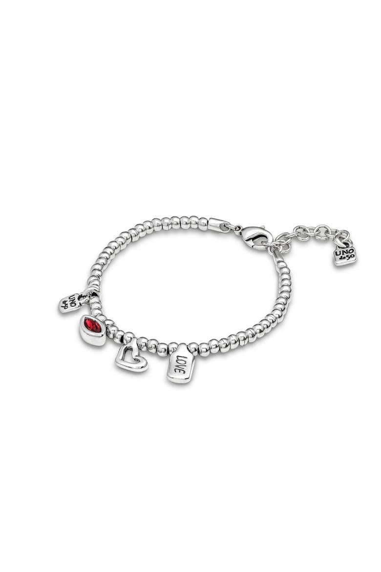 Sterling Silver-Plated Beaded Bracelet with Charms, Alternate, color, Silver