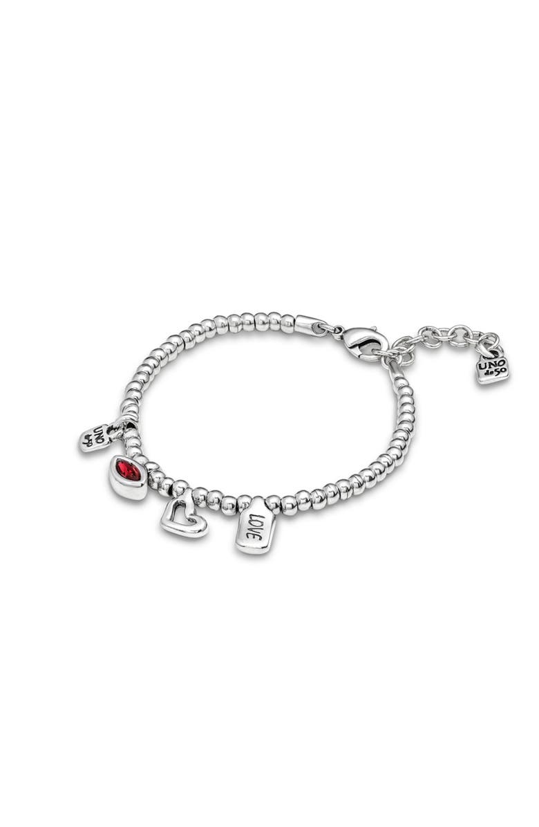 UNODE50 Sterling silver-plated beaded bracelet with charms, Alternate, color, Silver