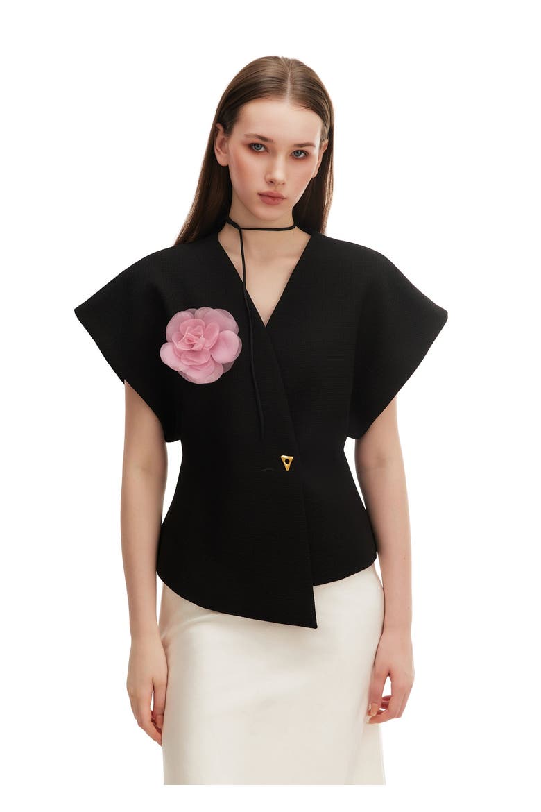 Bloom Silk Flower Pin, Alternate, color, Black