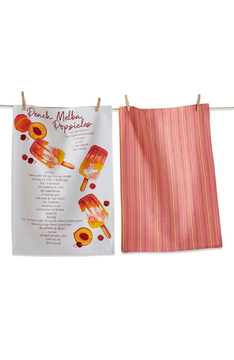 tag Peach Melba Set of 2 Assorted Kitchen Towels, Main, color, Coral Multi