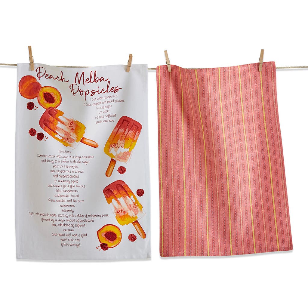 Tag Peach Melba Set Of 2 Assorted Kitchen Towels