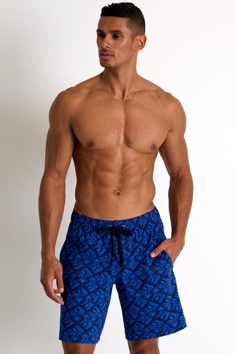 Long fit stretch swim trunks