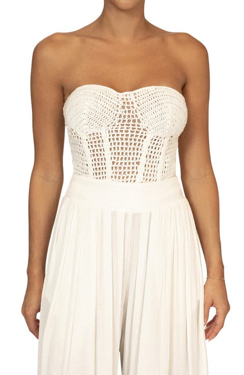 Want It All Open Stitch Strapless Bustier Top