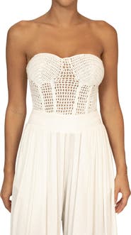 JLUXLABEL Want It All Open Stitch Strapless Bustier Top
