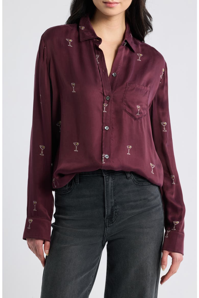 Alyssa Button-Up Shirt, Main, color, OXBLOOD MARTINI