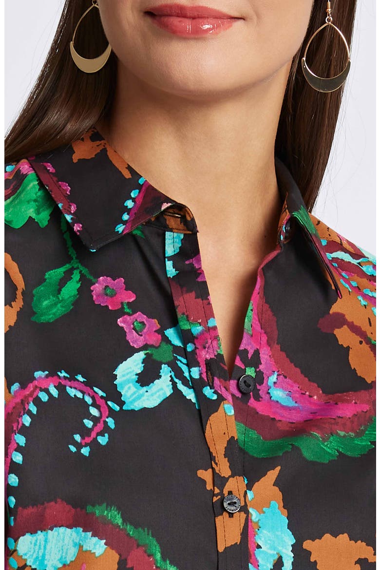 Hampton Painted Wrinkle Resistant Button-Up Shirt, Alternate, color, BLACK MULTI