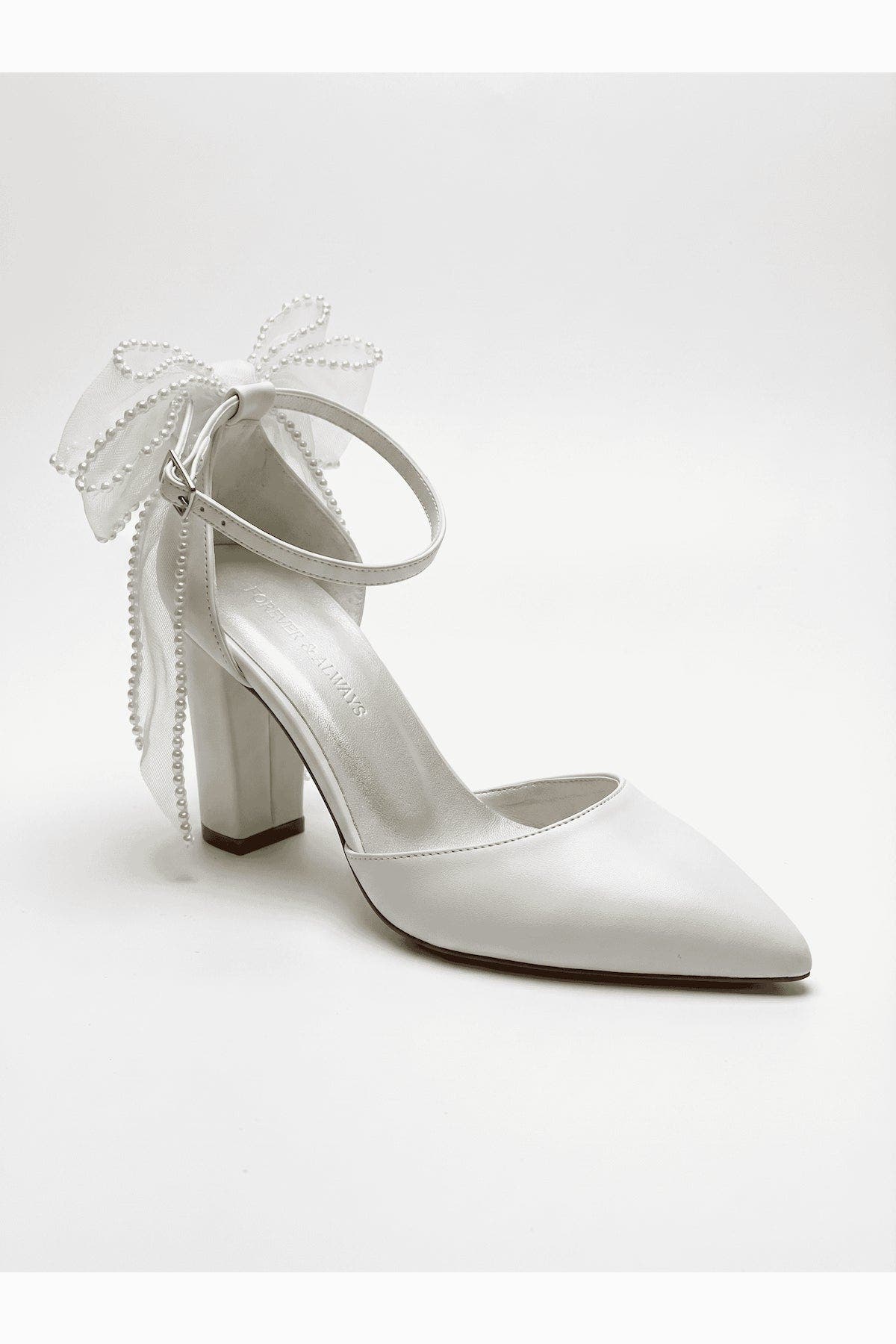 Forever & Always Shoes Elvienne Pointed Toe Block Heel Bridal Sandal, Main, color, 
