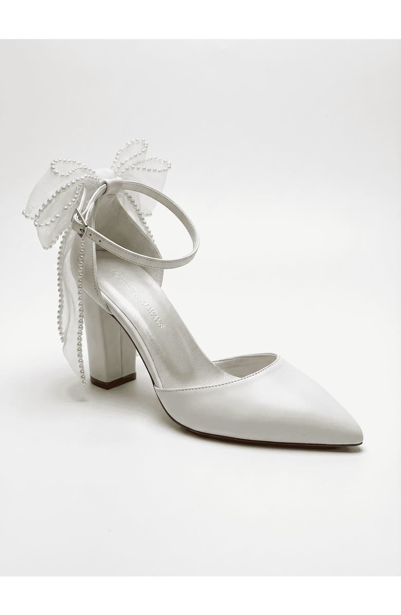 Forever & Always Shoes Elvienne Pointed Toe Block Heel Bridal Sandal, Main, color,