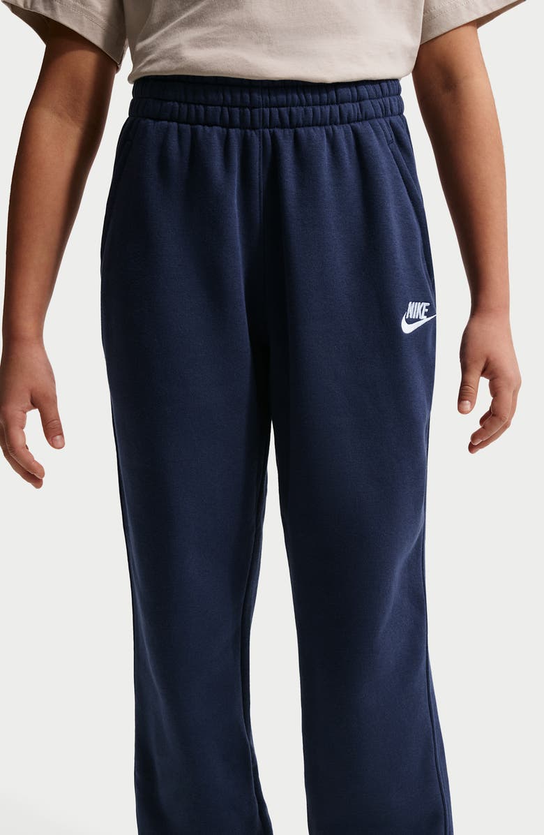 Nike Kids' Sportswear Loose Fit Fleece Pants, Alternate, color, Midnight Navy/ White